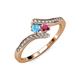 4 - Eleni Blue Topaz and Rhodolite Garnet with Side Diamonds Bypass Ring 