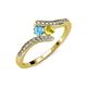 4 - Eleni Blue Topaz and Yellow Sapphire with Side Diamonds Bypass Ring 
