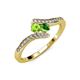 4 - Eleni Peridot and Green Garnet with Side Diamonds Bypass Ring 