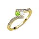 4 - Eleni Peridot and White Sapphire with Side Diamonds Bypass Ring 