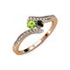 4 - Eleni Peridot and Black Diamond with Side Diamonds Bypass Ring 