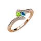 4 - Eleni Peridot and London Blue Topaz with Side Diamonds Bypass Ring 