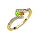 4 - Eleni Peridot and Citrine with Side Diamonds Bypass Ring 