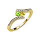 4 - Eleni Peridot and Yellow Sapphire with Side Diamonds Bypass Ring 