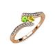 4 - Eleni Peridot and Yellow Sapphire with Side Diamonds Bypass Ring 