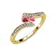 4 - Eleni Rhodolite Garnet and Pink Tourmaline with Side Diamonds Bypass Ring 
