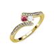 4 - Eleni Rhodolite Garnet and White Sapphire with Side Diamonds Bypass Ring 