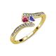 4 - Eleni Rhodolite Garnet and Tanzanite with Side Diamonds Bypass Ring 