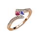 4 - Eleni Rhodolite Garnet and Tanzanite with Side Diamonds Bypass Ring 