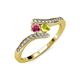 4 - Eleni Rhodolite Garnet and Yellow Diamond with Side Diamonds Bypass Ring 
