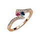 4 - Eleni Rhodolite Garnet and Blue Diamond with Side Diamonds Bypass Ring 