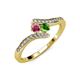 4 - Eleni Rhodolite and Green Garnet with Side Diamonds Bypass Ring 