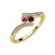 4 - Eleni Rhodolite and Red Garnet with Side Diamonds Bypass Ring 