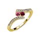 4 - Eleni Rhodolite Garnet and Ruby with Side Diamonds Bypass Ring 