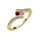 4 - Eleni Red Garnet and Pink Tourmaline with Side Diamonds Bypass Ring 