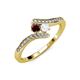4 - Eleni Red Garnet and White Sapphire with Side Diamonds Bypass Ring 