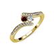 4 - Eleni Red Garnet and Diamond with Side Diamonds Bypass Ring 