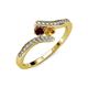 4 - Eleni Red Garnet and Citrine with Side Diamonds Bypass Ring 