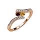 4 - Eleni Red Garnet and Citrine with Side Diamonds Bypass Ring 