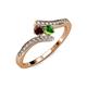 4 - Eleni Red and Green Garnet with Side Diamonds Bypass Ring 