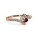 3 - Eleni Round Diamond and Ruby with Side Diamonds Bypass Ring 