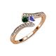 4 - Eleni Emerald and Tanzanite with Side Diamonds Bypass Ring 