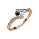 4 - Eleni Emerald and Aquamarine with Side Diamonds Bypass Ring 