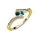 4 - Eleni Emerald and London Blue Topaz with Side Diamonds Bypass Ring 