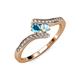 4 - Eleni London Blue Topaz and Aquamarine with Side Diamonds Bypass Ring 