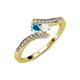 4 - Eleni London Blue Topaz and White Sapphire with Side Diamonds Bypass Ring 