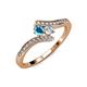 4 - Eleni London Blue Topaz and Diamond with Side Diamonds Bypass Ring 