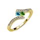 4 - Eleni London Blue Topaz and Green Garnet with Side Diamonds Bypass Ring 