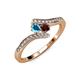 4 - Eleni London Blue Topaz and Red Garnet with Side Diamonds Bypass Ring 