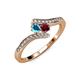 4 - Eleni London Blue Topaz and Ruby with Side Diamonds Bypass Ring 