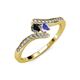 4 - Eleni Black Diamond and Tanzanite with Side Diamonds Bypass Ring 