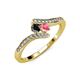 4 - Eleni Black Diamond and Pink Tourmaline with Side Diamonds Bypass Ring 