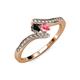 4 - Eleni Black Diamond and Pink Tourmaline with Side Diamonds Bypass Ring 