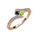 4 - Eleni Black Diamond and Peridot with Side Diamonds Bypass Ring 