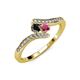 4 - Eleni Black Diamond and Rhodolite Garnet with Side Diamonds Bypass Ring 