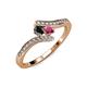 4 - Eleni Black Diamond and Rhodolite Garnet with Side Diamonds Bypass Ring 