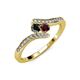 4 - Eleni Black Diamond and Red Garnet with Side Diamonds Bypass Ring 