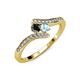 4 - Eleni Black Diamond and Aquamarine with Side Diamonds Bypass Ring 