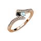 4 - Eleni Black Diamond and Aquamarine with Side Diamonds Bypass Ring 