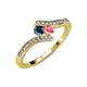 4 - Eleni Blue Diamond and Pink Tourmaline with Side Diamonds Bypass Ring 