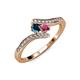 4 - Eleni Blue Diamond and Rhodolite Garnet with Side Diamonds Bypass Ring 