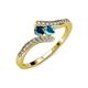 4 - Eleni Blue Diamond and London Blue Topaz with Side Diamonds Bypass Ring 