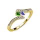 4 - Eleni Green Garnet and Tanzanite with Side Diamonds Bypass Ring 