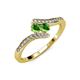 4 - Eleni Green Garnet with Side Diamonds Bypass Ring 