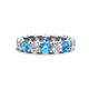 1 - Laida 3.76 ctw (4.00 mm) Blue Topaz and Diamond Eternity Band 