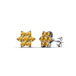 Amora Citrine Flower Earrings Citrine Womens Flower Earrings ctw K White Gold